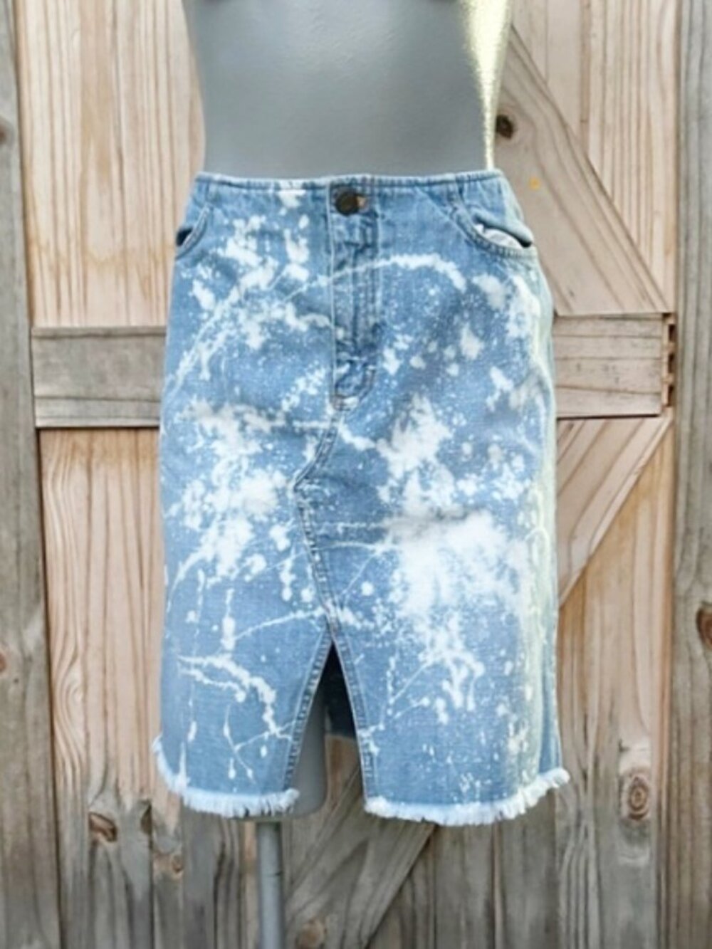 Vintage Ralph Lauren Bleach Splatter Tie Dye Denim Pencil Mini Skirt~6~